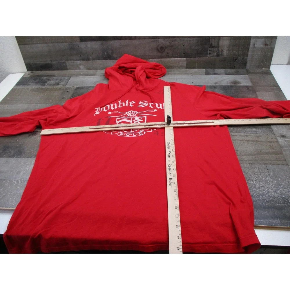 Polo Ralph Lauren Hoodie Shirt Mens XL Red Double Skull Tradition Crest Graphic